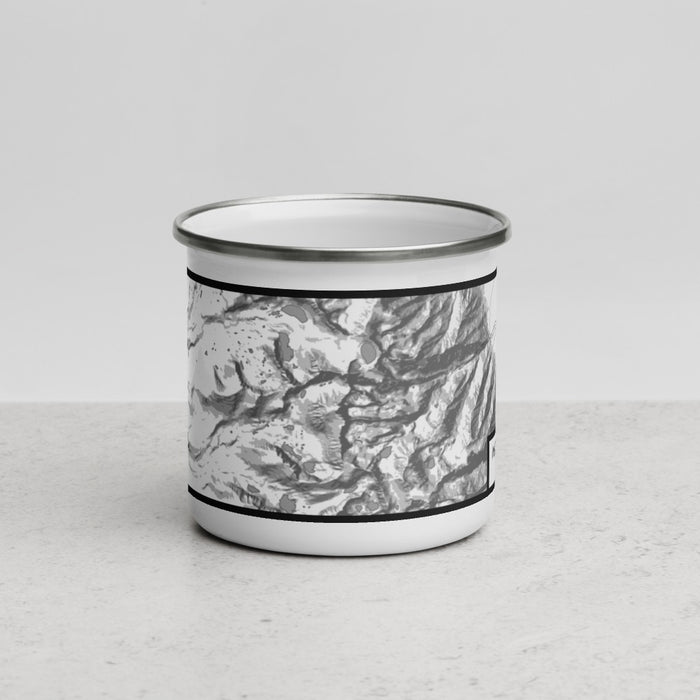 Front View Custom Mount Whitney California Map Enamel Mug in Classic