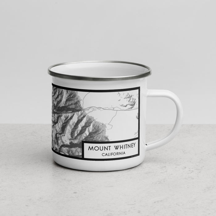 Right View Custom Mount Whitney California Map Enamel Mug in Classic