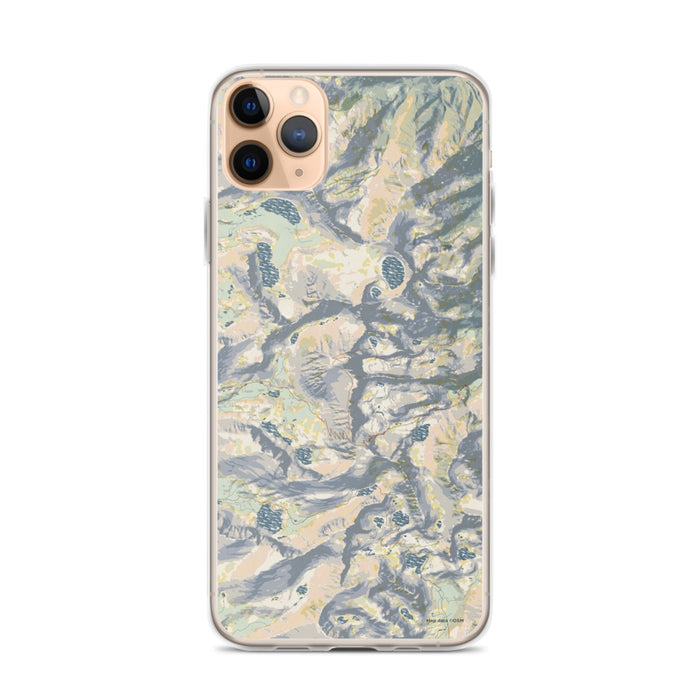 Custom Mount Whitney California Map Phone Case in Woodblock