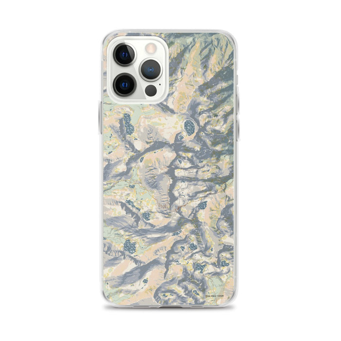 Custom Mount Whitney California Map iPhone 12 Pro Max Phone Case in Woodblock