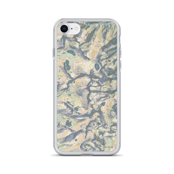 Custom Mount Whitney California Map iPhone SE Phone Case in Woodblock