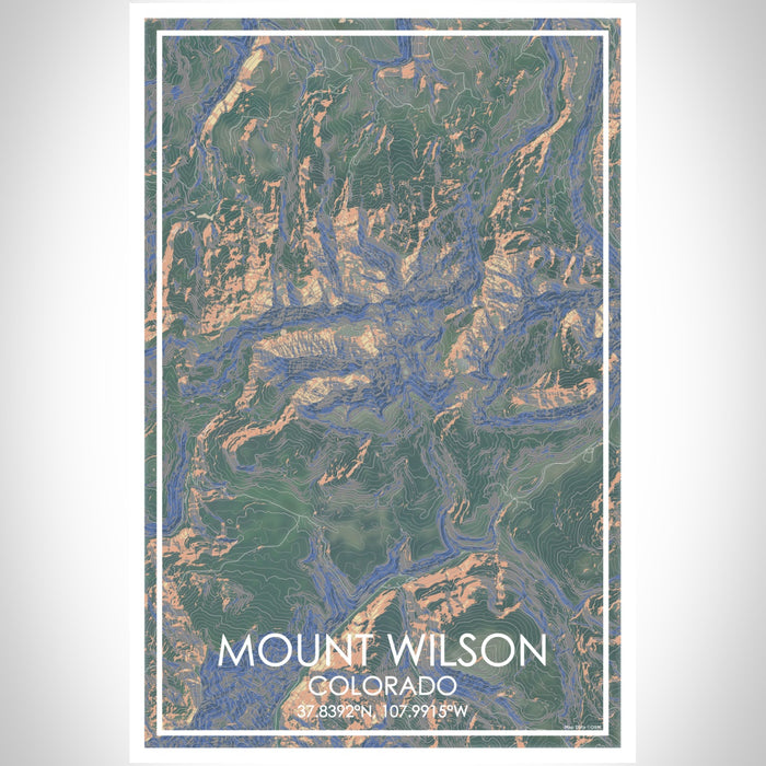 Mount Wilson Colorado Map Print Portrait Orientation in Afternoon Style With Shaded Background