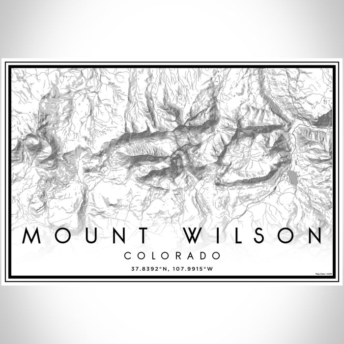Mount Wilson Colorado Map Print Landscape Orientation in Classic Style With Shaded Background