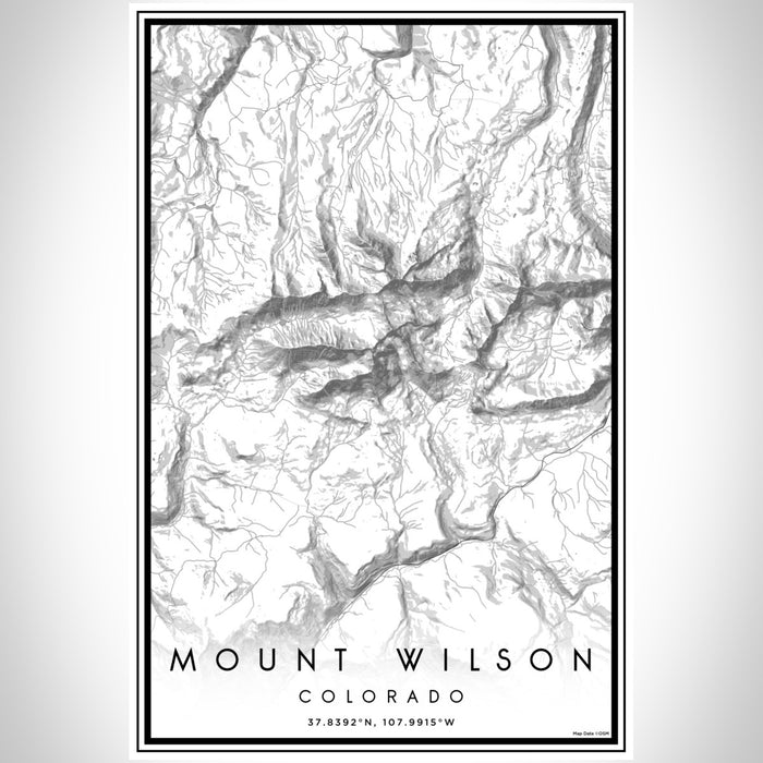 Mount Wilson Colorado Map Print Portrait Orientation in Classic Style With Shaded Background