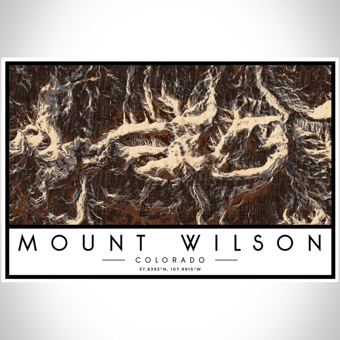 Mount Wilson Colorado Map Print Landscape Orientation in Ember Style With Shaded Background