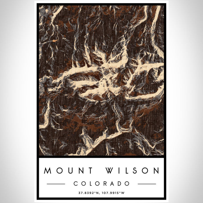Mount Wilson Colorado Map Print Portrait Orientation in Ember Style With Shaded Background