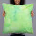 Person holding 22x22 Custom Mount Wilson Colorado Map Throw Pillow in Watercolor