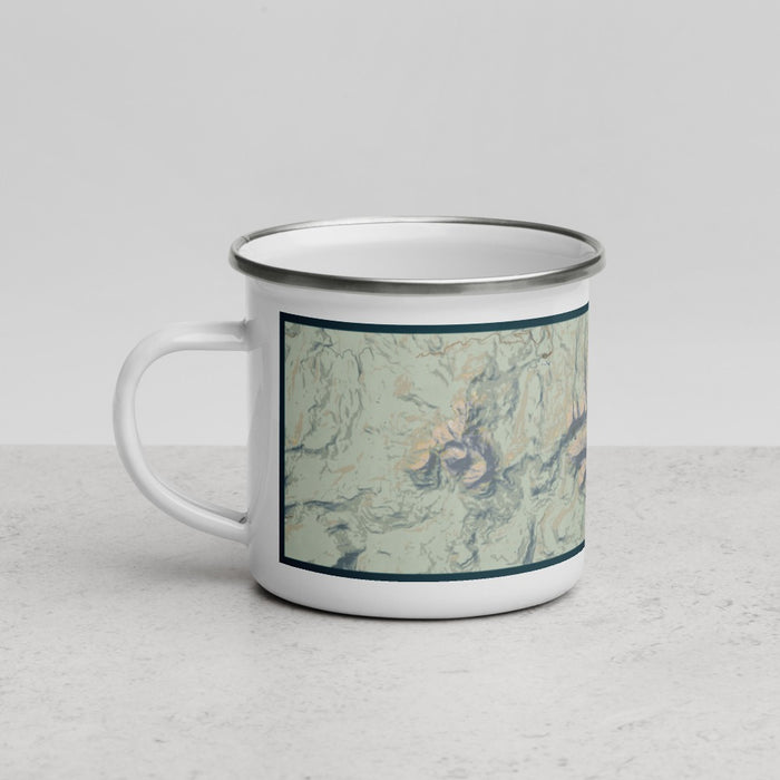 Left View Custom Mount Wilson Colorado Map Enamel Mug in Woodblock