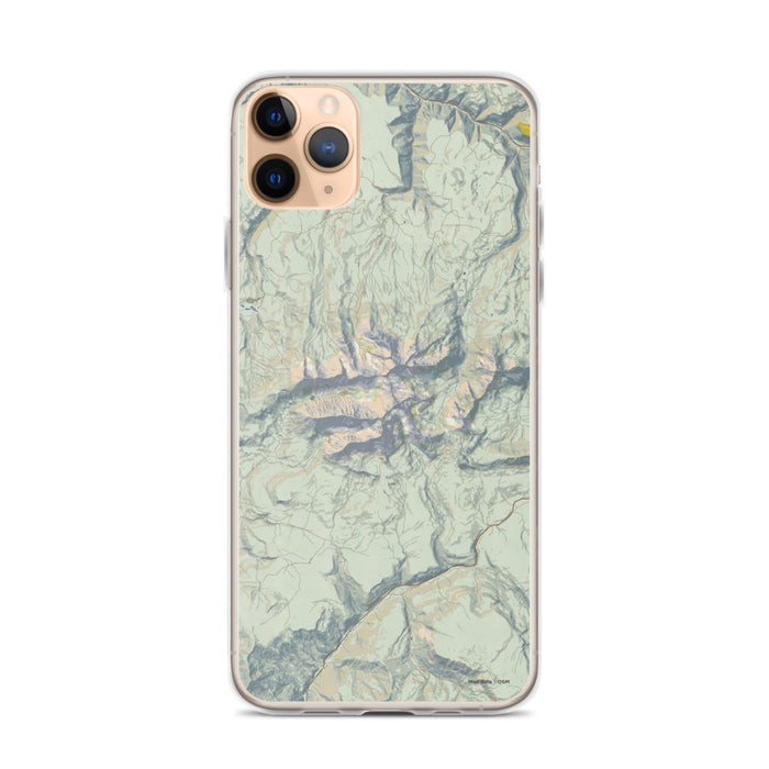 Custom iPhone 11 Pro Max Mount Wilson Colorado Map Phone Case in Woodblock