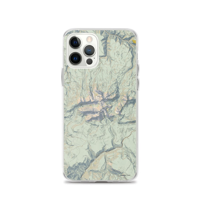 Custom iPhone 12 Pro Mount Wilson Colorado Map Phone Case in Woodblock