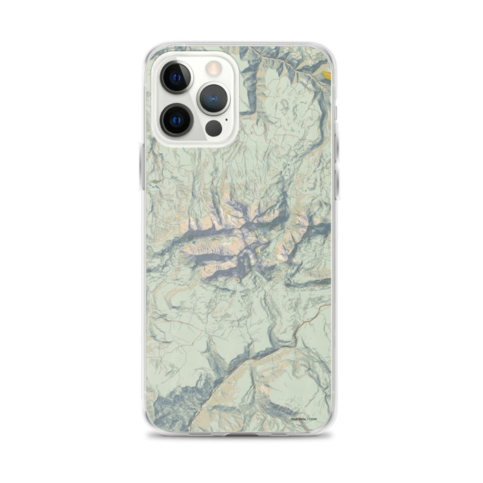 Custom iPhone 12 Pro Max Mount Wilson Colorado Map Phone Case in Woodblock