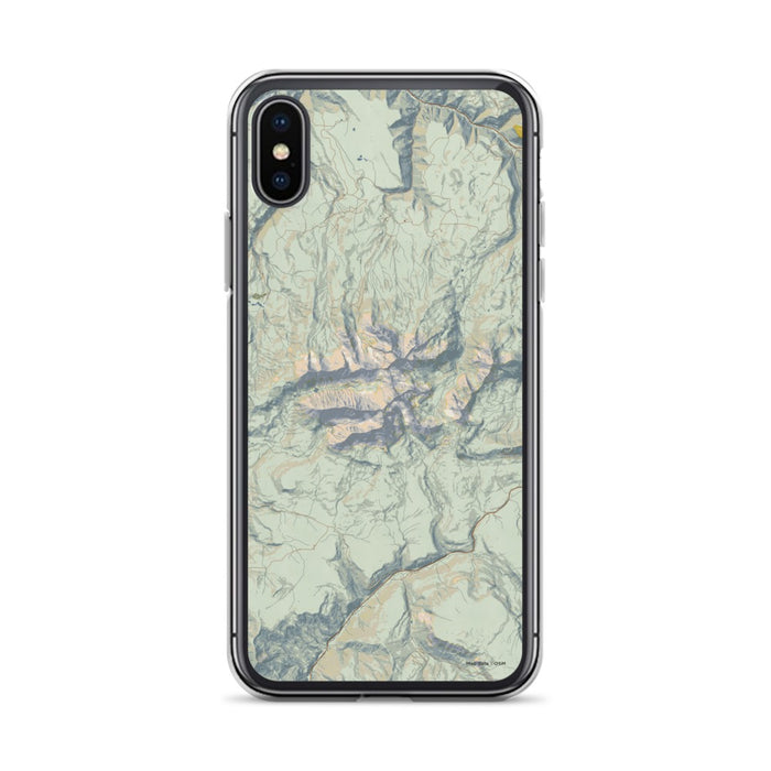Custom iPhone X/XS Mount Wilson Colorado Map Phone Case in Woodblock
