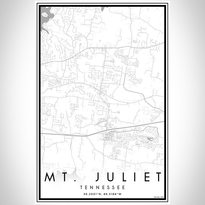 Mt. Juliet Tennessee Map Print Portrait Orientation in Classic Style With Shaded Background