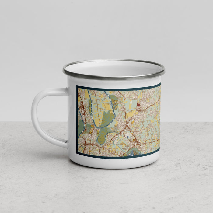 Left View Custom Mt. Juliet Tennessee Map Enamel Mug in Woodblock