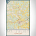 Mt. Juliet Tennessee Map Print Portrait Orientation in Woodblock Style With Shaded Background