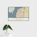 16x24 Mukilteo Washington Map Print Landscape Orientation in Woodblock Style With Tropical Plant Leaves in Water