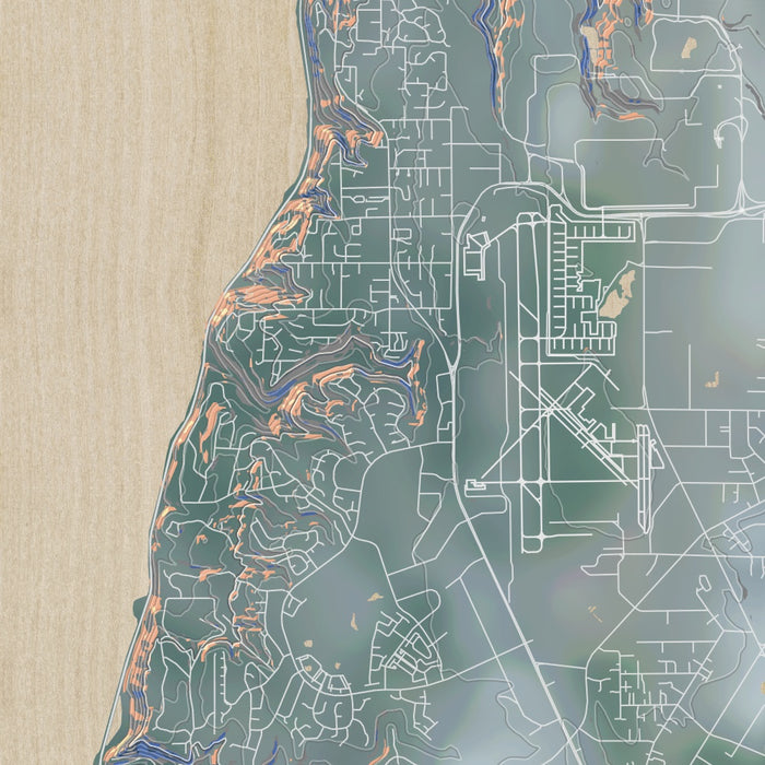 Mukilteo Washington Map Print in Afternoon Style Zoomed In Close Up Showing Details