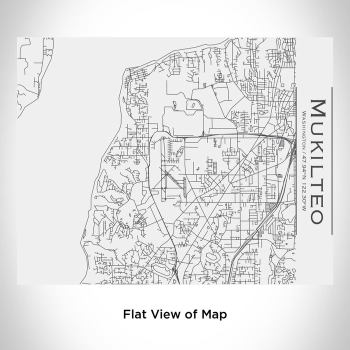 Rendered View of Mukilteo Washington Map Engraving on 20oz Stainless Steel Insulated Bottle with Bamboo Top in White