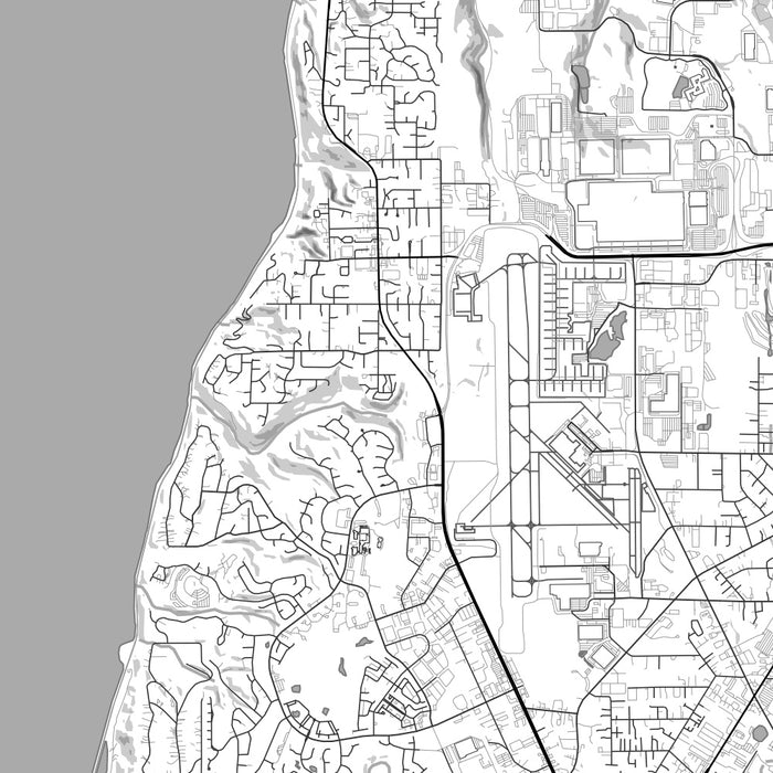 Mukilteo Washington Map Print in Classic Style Zoomed In Close Up Showing Details