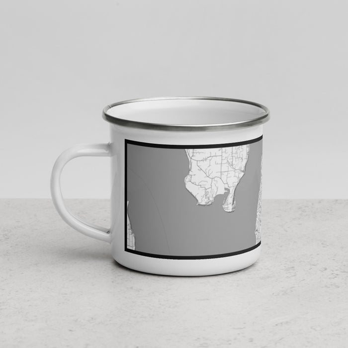 Left View Custom Mukilteo Washington Map Enamel Mug in Classic