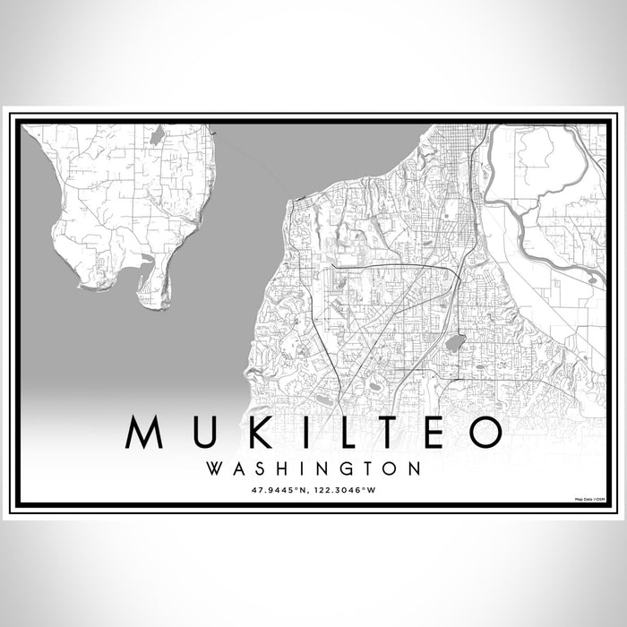 Mukilteo Washington Map Print Landscape Orientation in Classic Style With Shaded Background