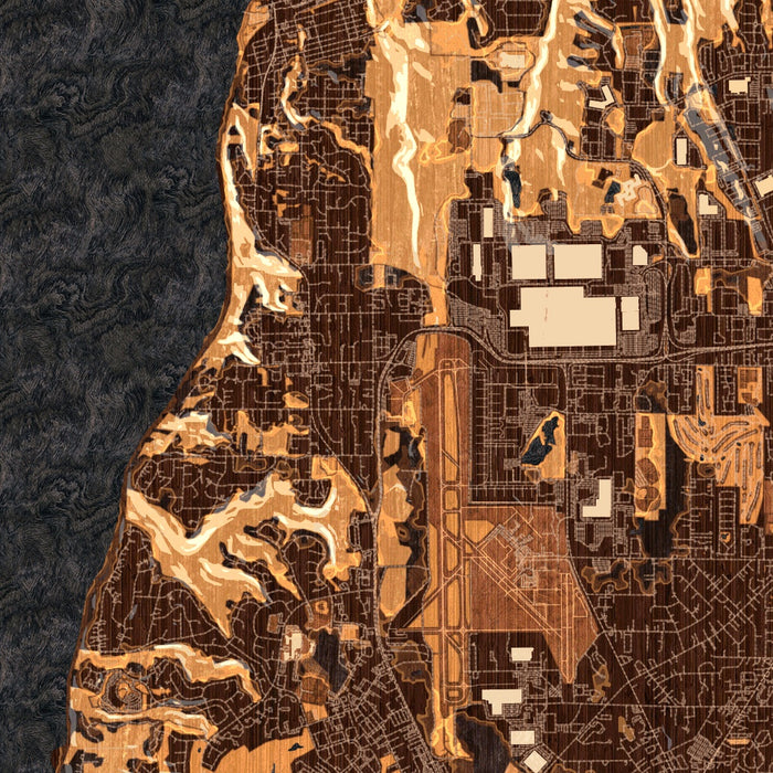 Mukilteo Washington Map Print in Ember Style Zoomed In Close Up Showing Details