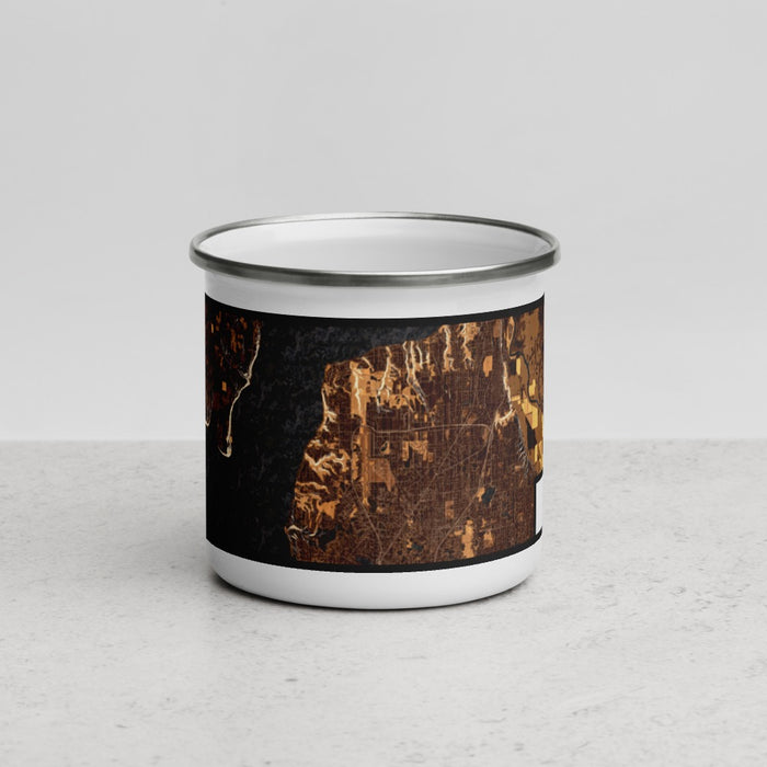 Front View Custom Mukilteo Washington Map Enamel Mug in Ember
