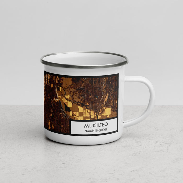 Right View Custom Mukilteo Washington Map Enamel Mug in Ember