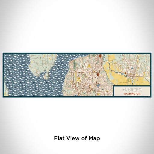 Flat View of Map Custom Mukilteo Washington Map Enamel Mug in Woodblock