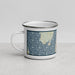 Left View Custom Mukilteo Washington Map Enamel Mug in Woodblock