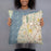 Person holding 18x18 Custom Mukilteo Washington Map Throw Pillow in Woodblock