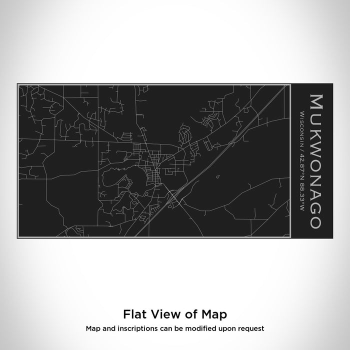 Rendered View of Mukwonago Wisconsin Map Engraving on 17oz Stainless Steel Insulated Cola Bottle in Black