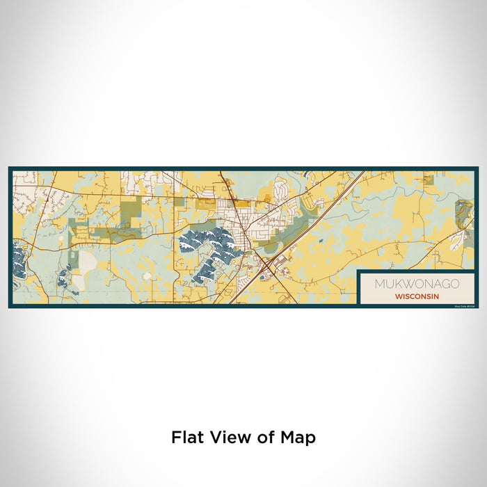 Flat View of Map Custom Mukwonago Wisconsin Map Enamel Mug in Woodblock