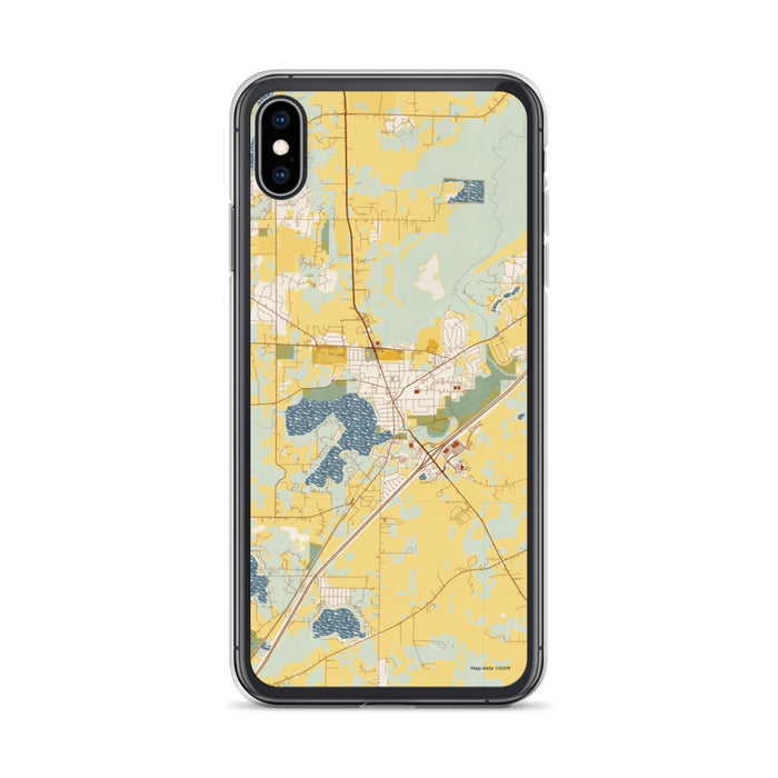 Custom iPhone XS Max Mukwonago Wisconsin Map Phone Case in Woodblock