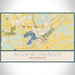 Mukwonago Wisconsin Map Print Landscape Orientation in Woodblock Style With Shaded Background