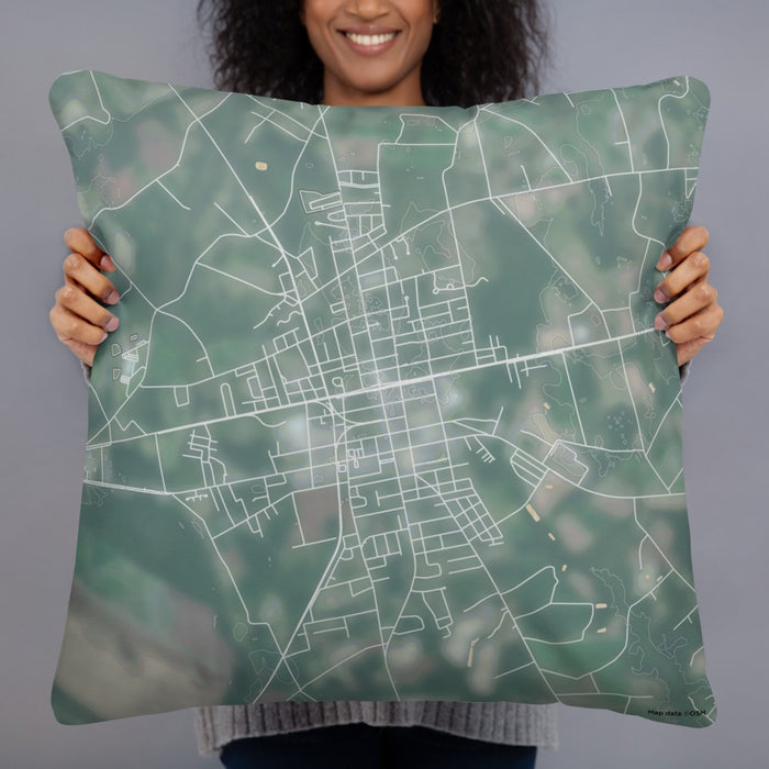 Person holding 22x22 Custom Mullins South Carolina Map Throw Pillow in Afternoon