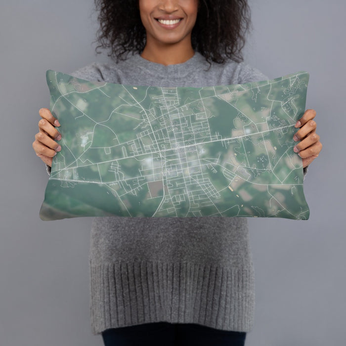 Person holding 20x12 Custom Mullins South Carolina Map Throw Pillow in Afternoon