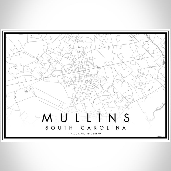 Mullins South Carolina Map Print Landscape Orientation in Classic Style With Shaded Background