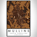 Mullins South Carolina Map Print Portrait Orientation in Ember Style With Shaded Background