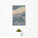 12x18 Multnomah Falls Oregon Map Print Portrait Orientation in Afternoon Style With Small Cactus Plant in White Planter