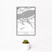 12x18 Multnomah Falls Oregon Map Print Portrait Orientation in Classic Style With Small Cactus Plant in White Planter