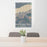 24x36 Multnomah Falls Oregon Map Print Portrait Orientation in Afternoon Style Behind 2 Chairs Table and Potted Plant