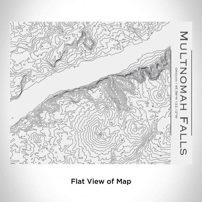 Rendered View of Multnomah Falls Oregon Map Engraving on 20oz Stainless Steel Insulated Bottle with Bamboo Top in White