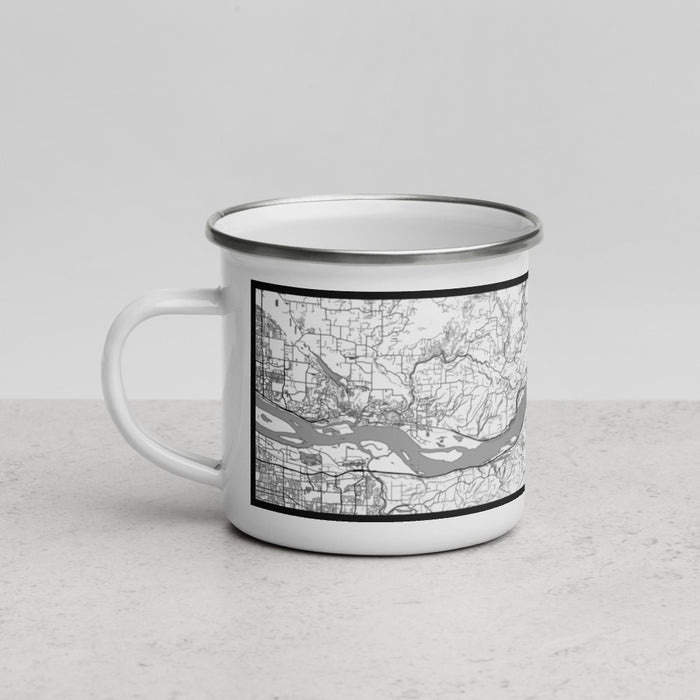 Left View Custom Multnomah Falls Oregon Map Enamel Mug in Classic