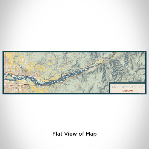 Flat View of Map Custom Multnomah Falls Oregon Map Enamel Mug in Woodblock