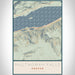 Multnomah Falls Oregon Map Print Portrait Orientation in Woodblock Style With Shaded Background