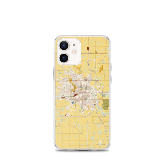 Custom Muncie Indiana Map iPhone 12 mini Phone Case in Woodblock