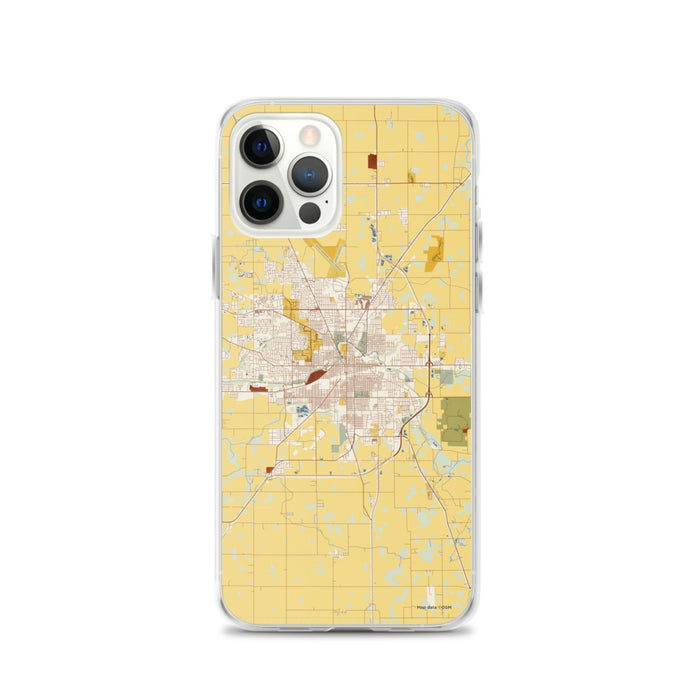 Custom Muncie Indiana Map iPhone 12 Pro Phone Case in Woodblock