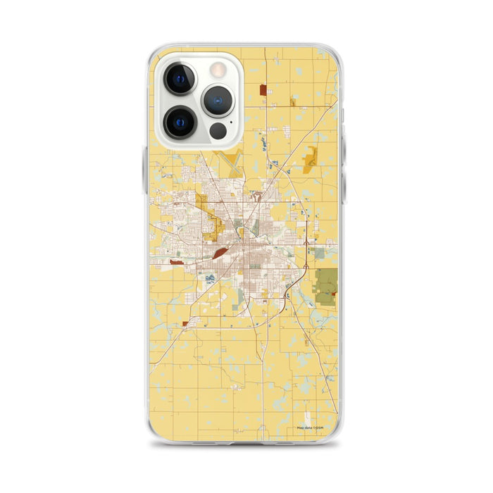 Custom Muncie Indiana Map iPhone 12 Pro Max Phone Case in Woodblock