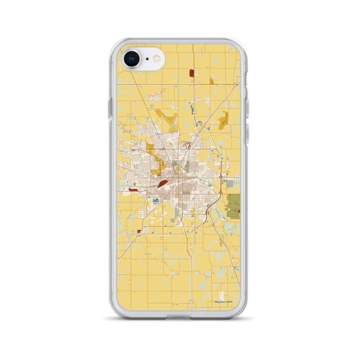 Custom Muncie Indiana Map iPhone SE Phone Case in Woodblock